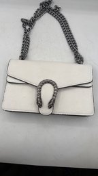 Gucci Inspired White Dionysus Style Faux Leather Chain Shoulder Handbag