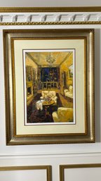 Large Signed Limited Edition Interior Scene Print, 22/195, Custom Gilt Frame