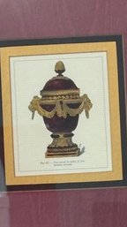 Antique Grand Tour Style Framed Print Of Classical Urn