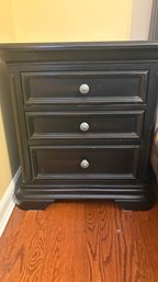 Pair Black Wood Nightstand With 3 Drawers  30' H X 27' W X 20' D