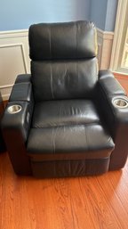 Black Leather Power Recliner With Cup Holders