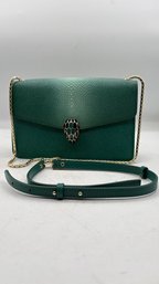 BVLGARI Marked Green Serpenti-Style Textured Shoulder / Crossbody Bag