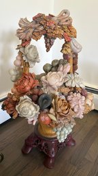 Handcrafted Carved Stone Floral Arrangement  Multi-Colored Semi-Precious Stones