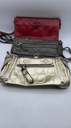 Lot Of 3 Clutch-Style Bags  Assorted Brands  100% Leather