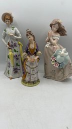 Assortment Of Vintage Hand-Painted Victorian Ladies Of Fashion Porcelain Figurines