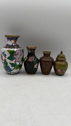 Assortment Of Small Vintage Cloisonn Vases