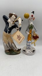 Pair Of Clown Figurines  TP Ceramiche (Italy) & Rex (Spain)  8.75' Tall