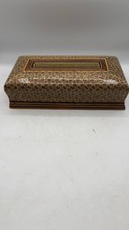 Persian Handmade Antique Wooden Tissue Box  Inlaid Decorative Design