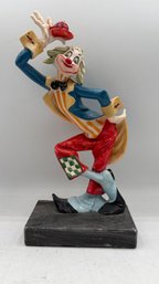 Vintage Fontanini Depose Italy Clown Figurine  9 On Black Carrara Marble Base