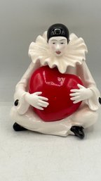 Rare Vintage Taste Setter Sigma Pierrot Harlequin Clown Figurine  Heart Music Box