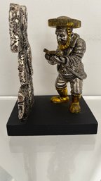 H. Karshi  Jerusalem 925 Silver Praying By Jerusalem Wall Sculpture .  Shippable