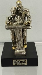 H. Karshi  Jerusalem 925 Silver Figurine  Rabbi And Boy Reading Torah .  Shippable