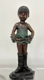 Bronze Ballerina Girl Sculpture  16 Marble Base