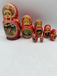 Matryoshka Babushka Nesting Dolls Set Of 7 Vintage Signed Azaphonova