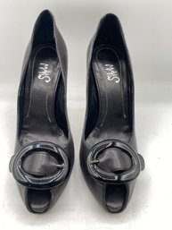 Mayis Black Leather Pumps  Vero Cuoio, 4' Heels, Size 37 Made In Italy