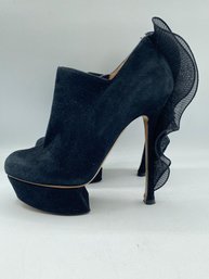 Nicholas Kirkwood Ruffle Suede Booties Size 37