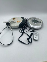 Set Of Vintage Disc Players With Head Phones Sony & Philips