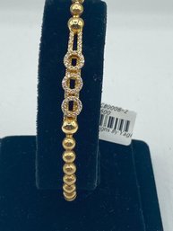 Sterling Silver Rose Gold Tone Bracelet  With Swarovski Crystal Stone Stretchable  Designed By Yagi