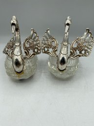 Vintage 935 Sterling Silver & Crystal Swan Moving Wings