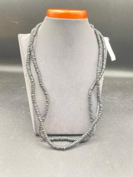 Vintage Anne Klein II Beadschest Black Flat Heishi Beads  44''