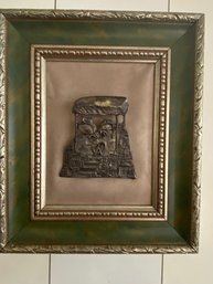 Vintage Art Israel 3 D  Silver Plated  Plaque Framed