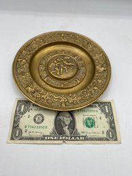 Vintage Brass Wall Plate Flying Gold Angels