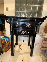 Vintage Chinese Black Lacquer With Mother Of Pearl Altar Or Console Table