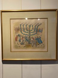 Vintage Menorah Water Color Art Crazy Nights Signed And Numbered