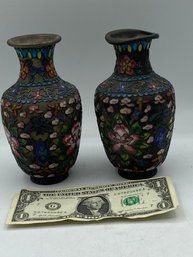 Vintage Silver Plated Decorative Vase Hand Painted