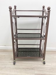 Serving Trolley Cart Steel Pipe Board  Universal Wheel Flower Fall Prevention Beauty Salon In Brown  2-5