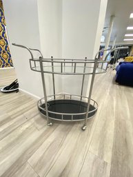 Serving Trolley, Tempered Clear Glass With Black Tempered Glass   Mat Gray  Chrome Finish