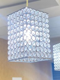 1 Light Indoor Brushed Nickel Rectangle Sparkling Bejeweled Glass Diamond Jewel Crystal 1-3