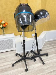2  Barber  Professional Adjustable Hooded Floor  Hair Dryer With Wheels