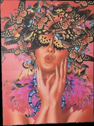 Mixtiles 27 X 36 Contemporary Butterfly Wall Art  Floral Pop Art Canvas