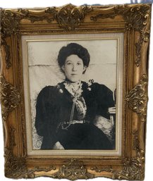 Vintage Style Framed Portrait Of Woman  Ornate Gold Frame  Victorian Aesthetic Wall Art