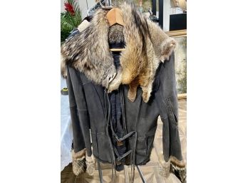 Ladies  Black Rabbit Jacket, Size 10, Made In France By Rizal