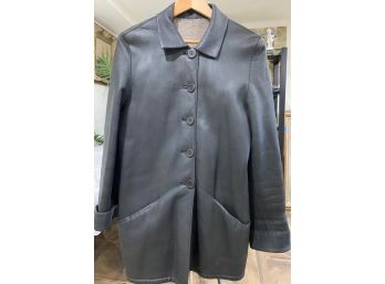 Ladies Black Nubuck Shearling Jacket, Size M, By Louis Dell'Olio Studio LeGAR Collection