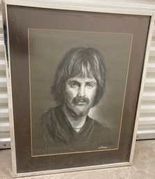 Charcoal Painting Of A Man Signed By Pauline Sears 22 X 17