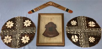 African Bark Cloths, A Boomerang And One Indigenous Item