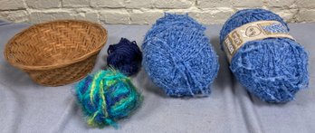 Assortment Of Yarn And Basket