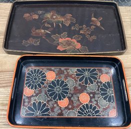 Oriental Black Lacquer Trays