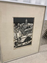 Framed Edith Spencer Signed Etching Lithograph 12/100  8 Tall X 10 Wide