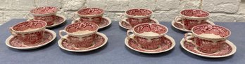 Lot Of 8 Masons Vista England Teacup And Saucers