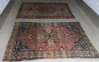 Two Distressed Oriental Rugs With Center Medallion. 78 X 52 & 76.5 X 48.5