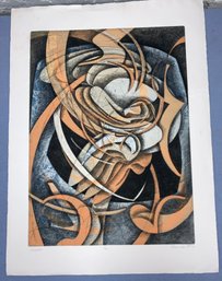 Large Orange And Black Percussion Print 8/20 Bruce Han IMP 77 29 X 22