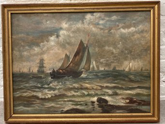 Signed By CSR Oil On Canvas Ship Scene 16 X 22