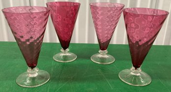 Set Of Four Cranberry Glasses