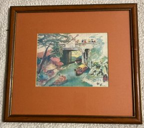 Framed Watercolor Signed By Shelton 7 X 9