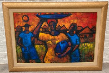 Original Large Signed Buchi Upjohn Aghaji Oil On Canvas Painting