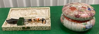 Chinese Porcelain Box And Decorative Knife